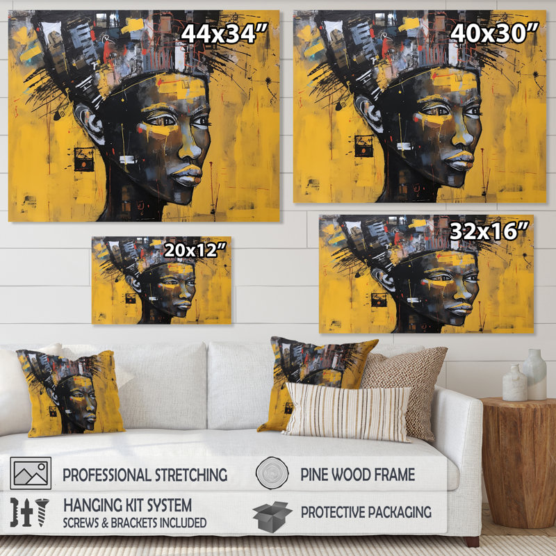 Warrior Queen Contemporary African, Cadre simple argenté, H 16 po x l 32 po x P 1 po