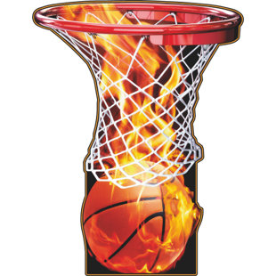 SP13414 Basketball Jam Hoop Ball On Fire Cardboard Cutout Standee Standup