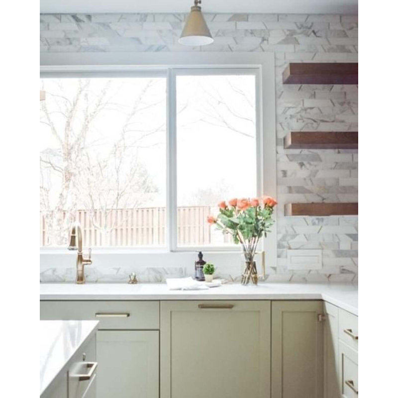 Matrix Trapezoid Marble And Brass Tile