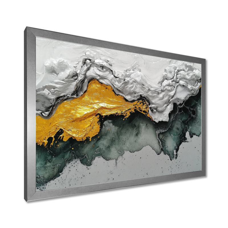 «Tranquil Divide Of Abstract», art sur toile, H 34 po x l 44 po, Cadre simple, Argent argent