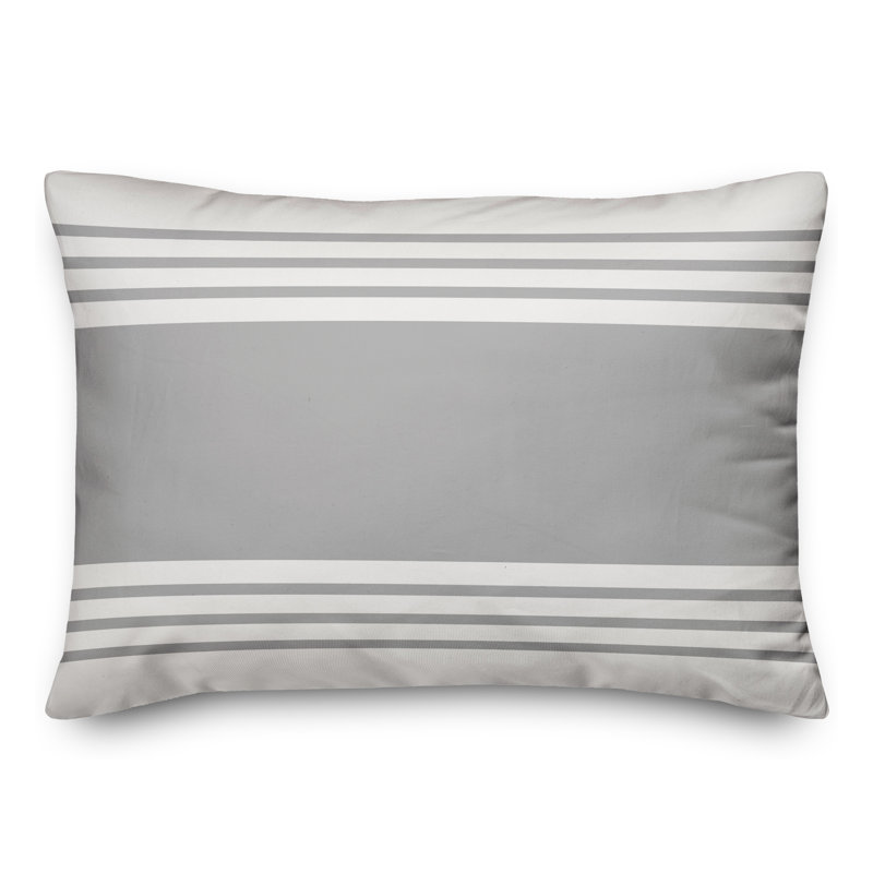 Housse et insert de coussin rectangulaire Farmhouse, Gris / blanc
