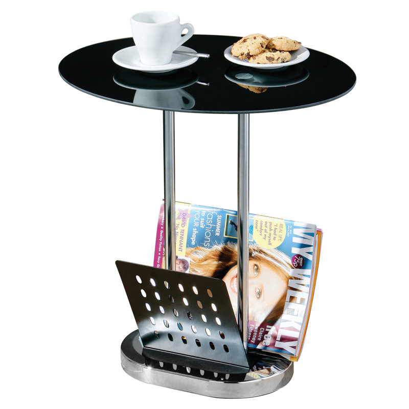 Glass Top Pedestal End Table