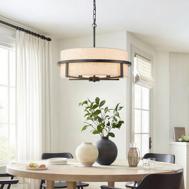 Bazilijus 4 - Light Dimmable Drum Chandelier, Black