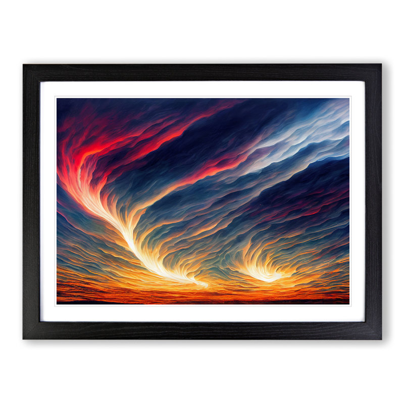 Flaming Cloudy Sky - Single Picture Frame Painting, Black, 46cm H x 64cm W x 2cm D