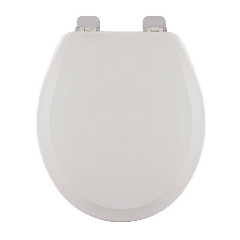 Siège de toilette rond en bois, Nickel brossé