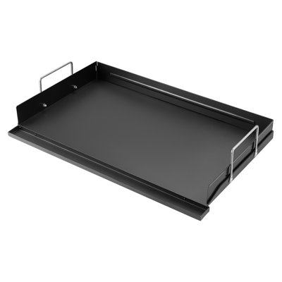 Carbon Steel Griddle 17x11 inch Flat Top Pre-Seasoned Plate with Handle, Ideal for BBQ, Eggs, and Burgers, Ensures Even Heat, Non-Stick Surface, Portable Rectangular Cookware for Outdoor Grill or Oven Use