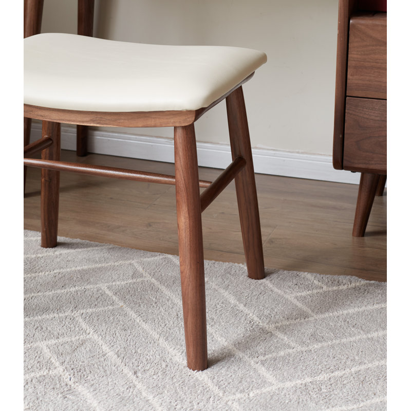Tabouret de maquillage en noyer massif, PU, Noyer, individual