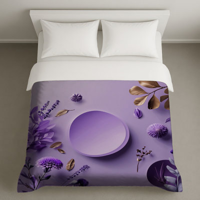 Housse de couette moderne fleurs mauves
