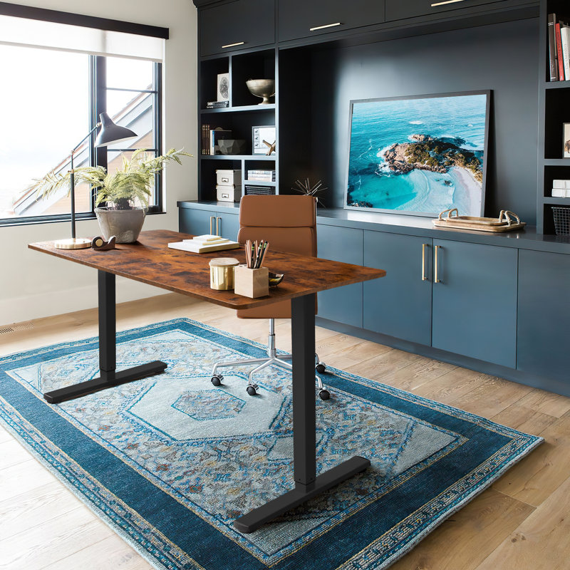 Lakyia Electric Height Adjustable Standing Desk, 48" H x 48" W x 24" D, Rustic Brown/Black