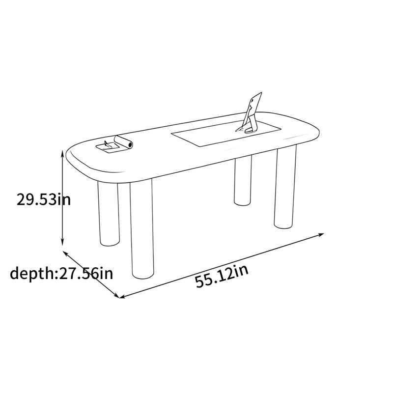 Bureau simple et moderne, H 29,53 po x l 55,12 po x P 27,56 po