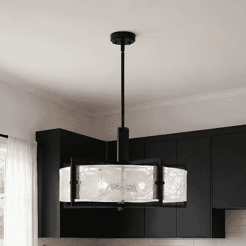 Luminaire suspendu 3 lumières Savoy House Hayward en noir mat avec accents laiton chaud, Trois lumières