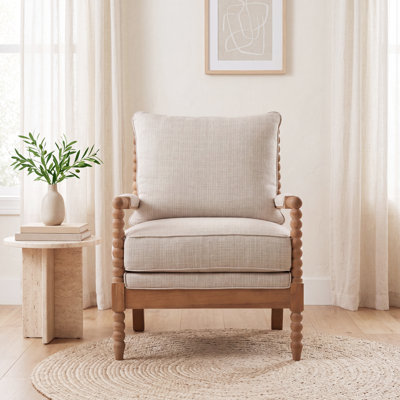 Ensemble de 2 chaises d'appoint en bois d'hévéa massif avec coussins épais