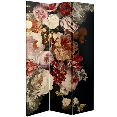 6 Ft. Tall Double Sided Vintage Flowers Canvas Room Divider