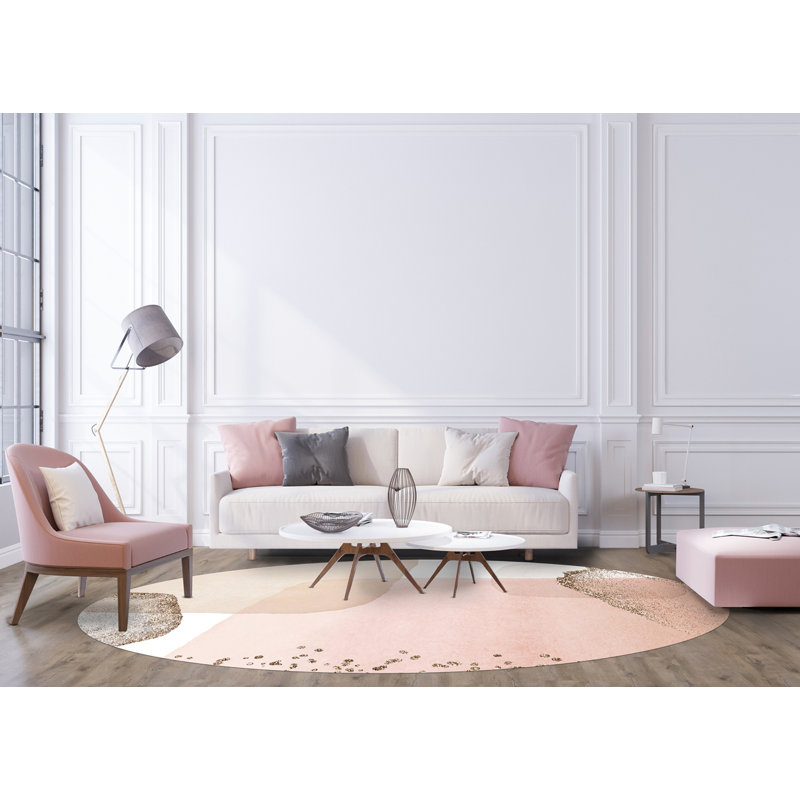 Rouba Vinyl Machine Printed Area Rug, Round 150cm