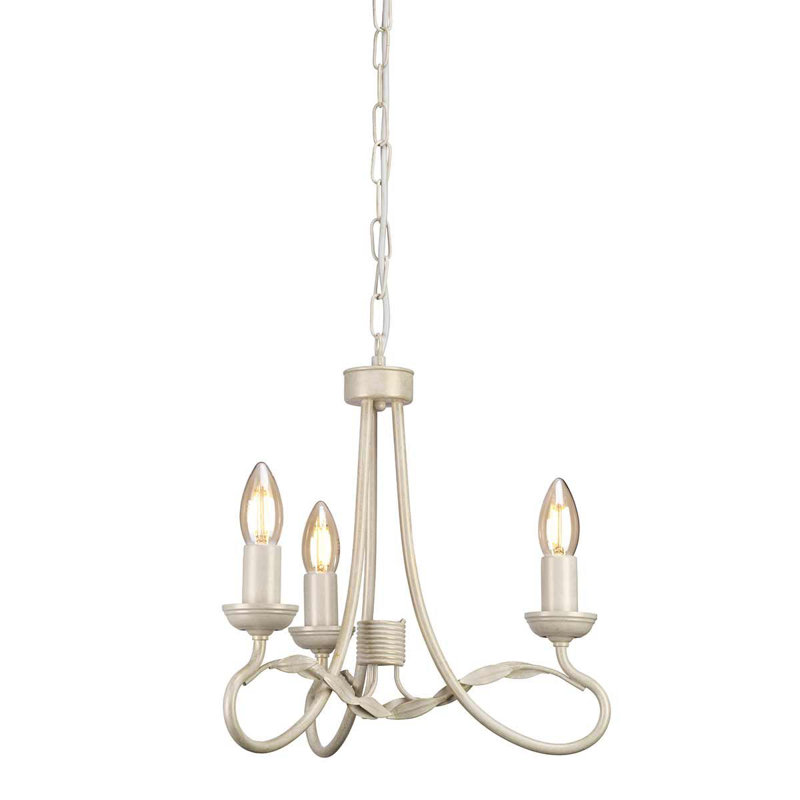 Bardell 3 - Light Candle Style Chandelier, Ivory and Gold
