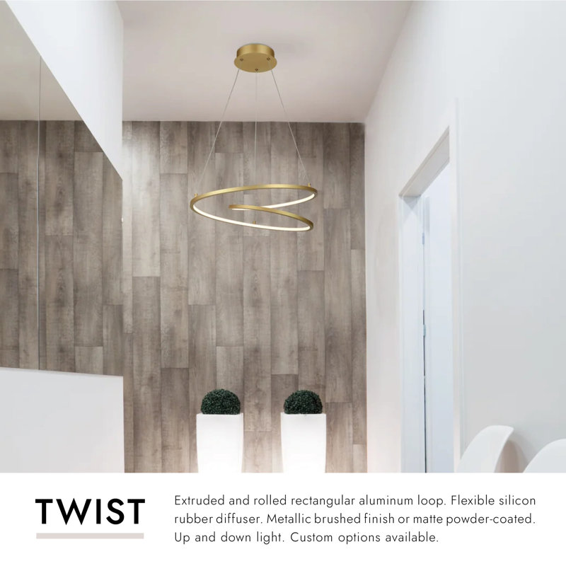 Twist 1 - Light LED Pendant, Antique Brass, 126.25" H x 19" W x 19" D
