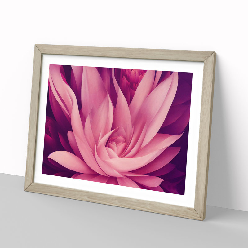 Beautiful Modern Flower - Single Picture Frame Print, 46cm H x 64cm W x 2cm D, Oak Framed
