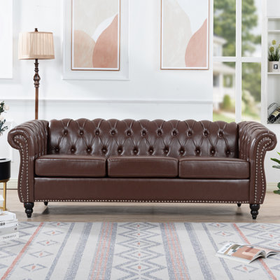 Bruk 84.65'' Faux Leather Rolled Arm Chesterfield Sofa -  Alcott HillÂ®, 1587684E9E1D406A88C4E68E8B2C915E