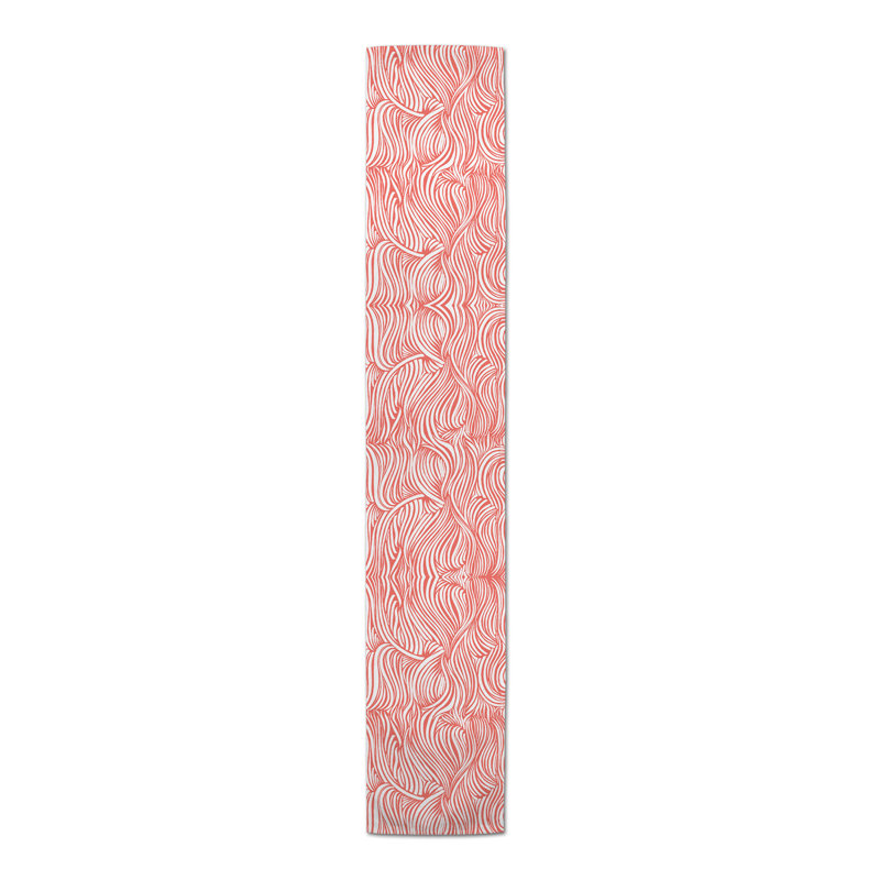 Mclaughlin Abstract Waves Table Runner, Coral, 72" L x 16" W
