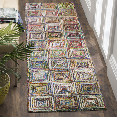 Anaheim Nantucket Hand Tufted Wool/Cotton Geometric Rug in Blue/Green/Orange