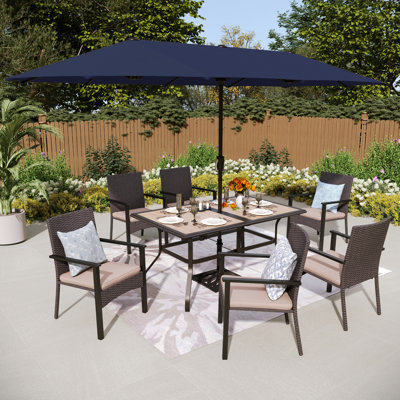 Arlane 6 - Person Patio Dining Set with Rectangular Table , Cushions Included