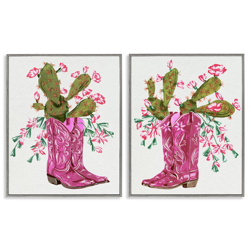  Cactus en rose, ensemble de 2 estampes numériques par Melissa Wang, H 14 po x l 11 po, Estampe numérique Farmhouse