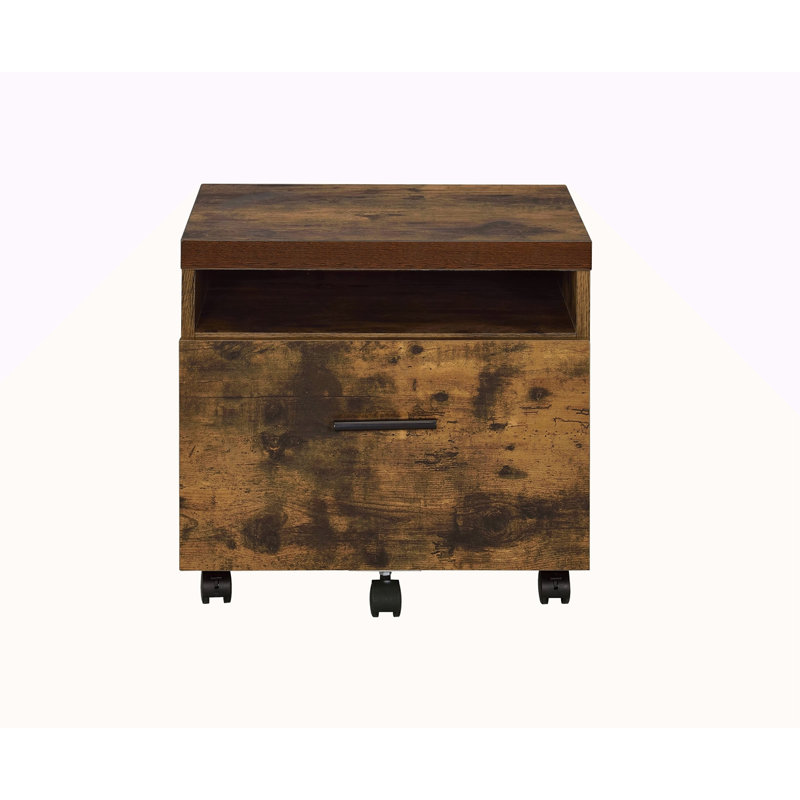 Weathered Oak & Black Finish File Cabinet