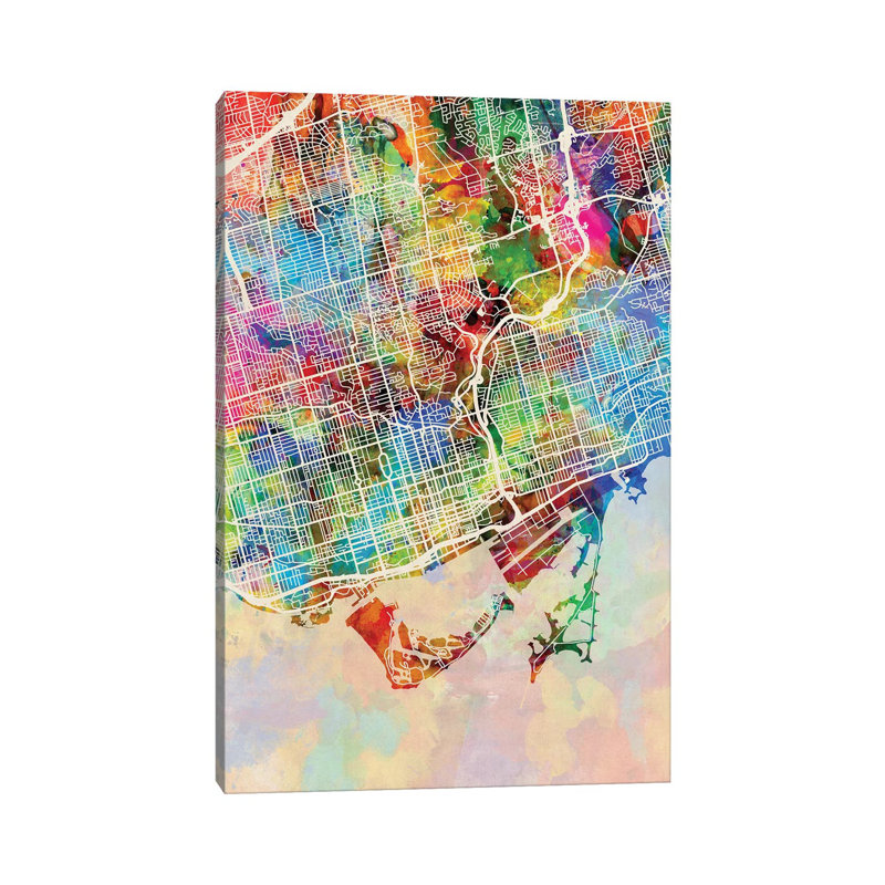 Toronto Street Map I by Michael Tompsett - Wrapped Canvas Gallery-Wrapped Canvas Giclée, 20.32 cm H x 30.48 cm W