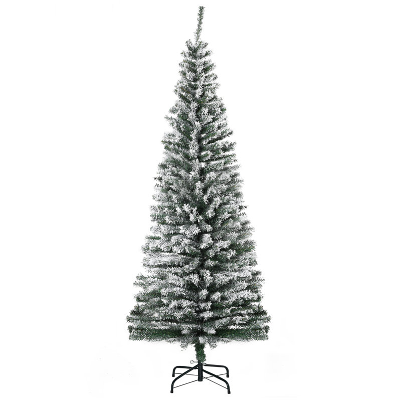 Arbre de Noël artificiel mince enneigé 6 pi avec branches réalistes et 492 pointes, 6'