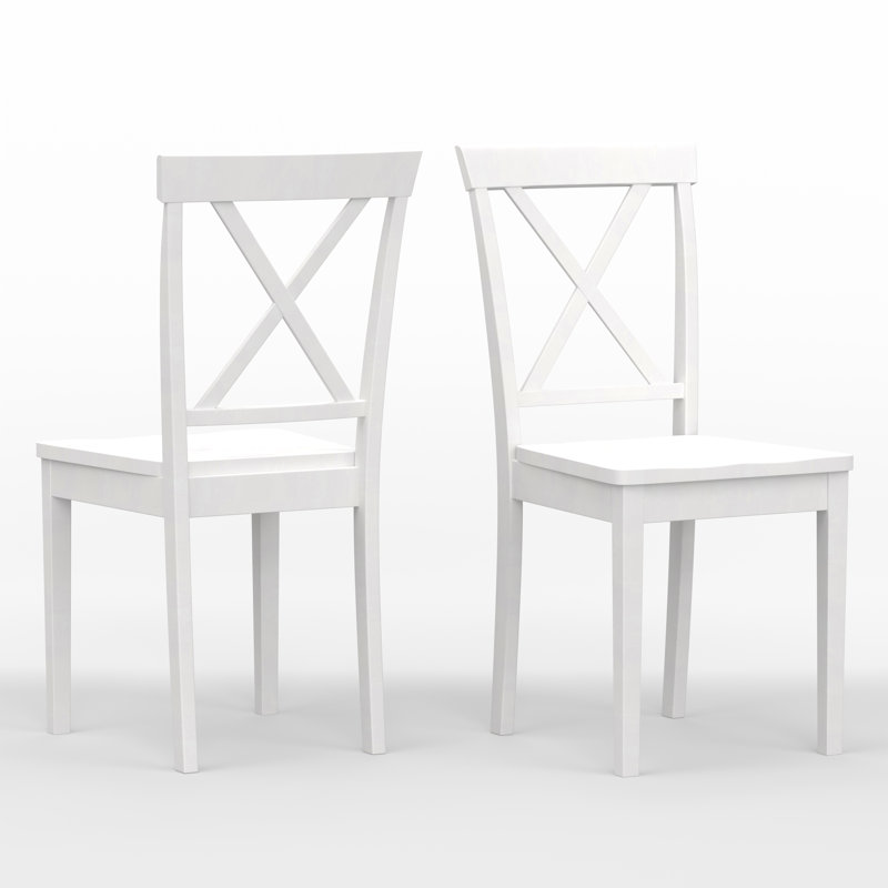 Chaise d'appoint en bois massif Traeger, Blanc