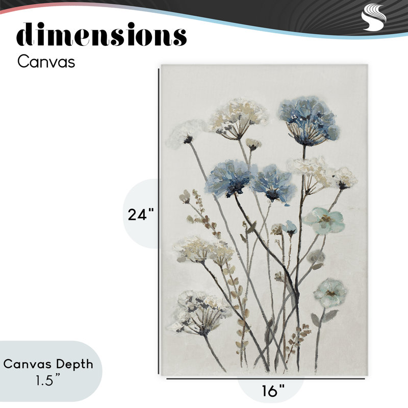 Toile de jardin bleue et beige, design par Patricia Pinto, H 24 po x l 16 po