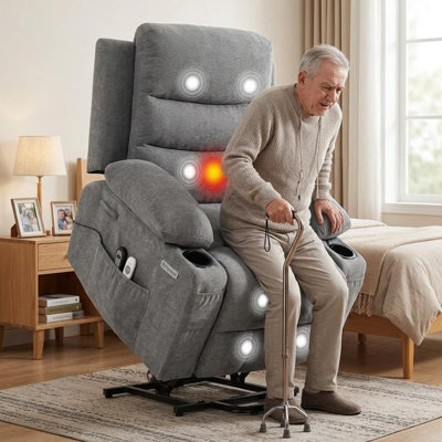 Fauteuil inclinable électrique surdimensionné avec massage et chaleur - siège large, soutien robuste, confort quotidien