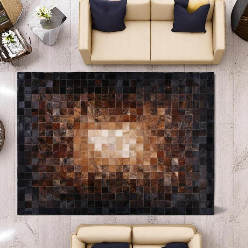 Tapis à motif de peau de vache de grande superficie, 7,83 po x 10 pi, Rectangle 7 pi 10 po x 10 pi