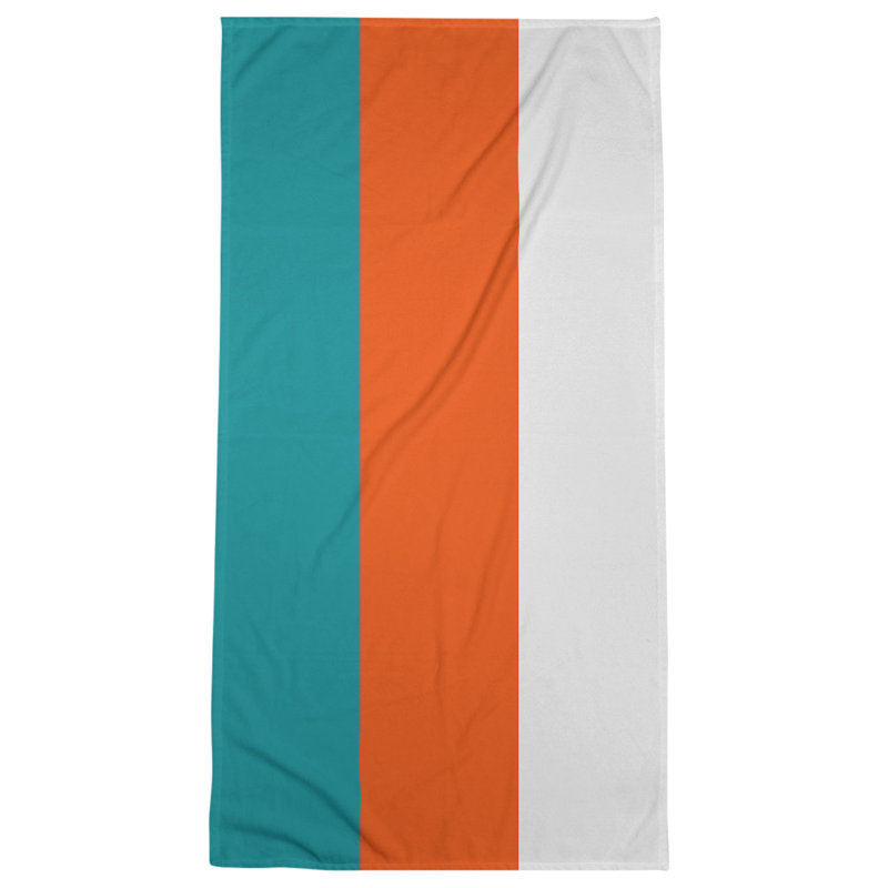 Cotton Blend Beach Towel, Orange/Aqua/Off White