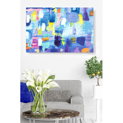 Abstract Shapes, Colorful, Blues, Cobalt, Indigo, Cyan, Red, Orange, White