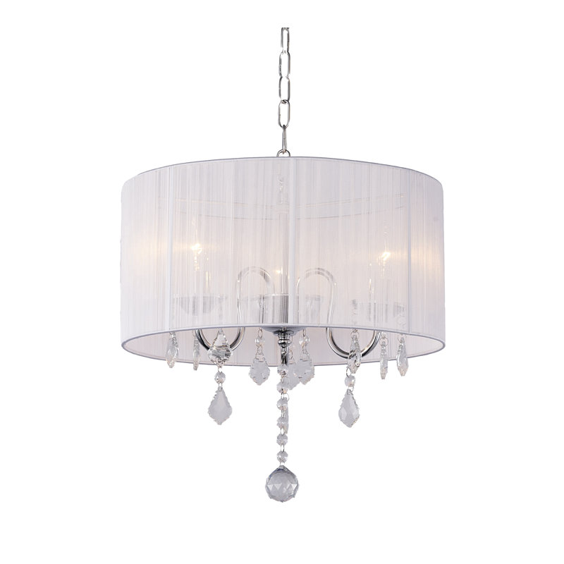Transitional 3 Light Silk String Shade Chandelier
