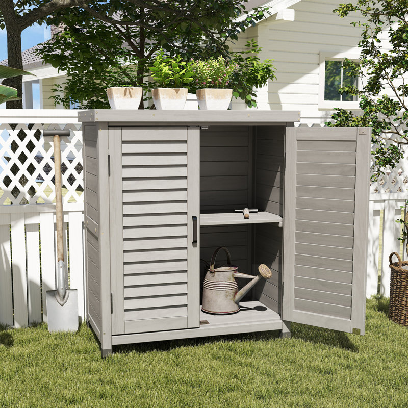 Banc de rempotage avec armoire de rangement et plateau de table en métal, Grey