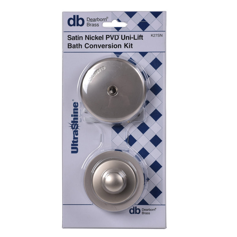 Drain Stopper Tub Drain with Overflow, Ultrashine Satin Nickel