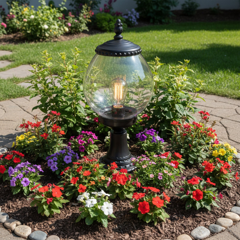 Grandview 1-Light Large Outdoor Post Globe, Ink