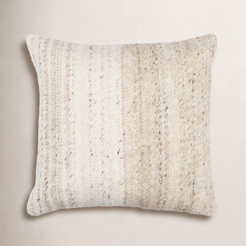 Dia Striped Wool Blend Throw Pillow, Down, 18" x 18"