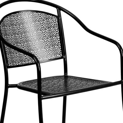 35.25"" Round Black Steel Patio Table Set W/4 Round Back Chairs -  iHome Studio, FURN-FLPATSET-713544