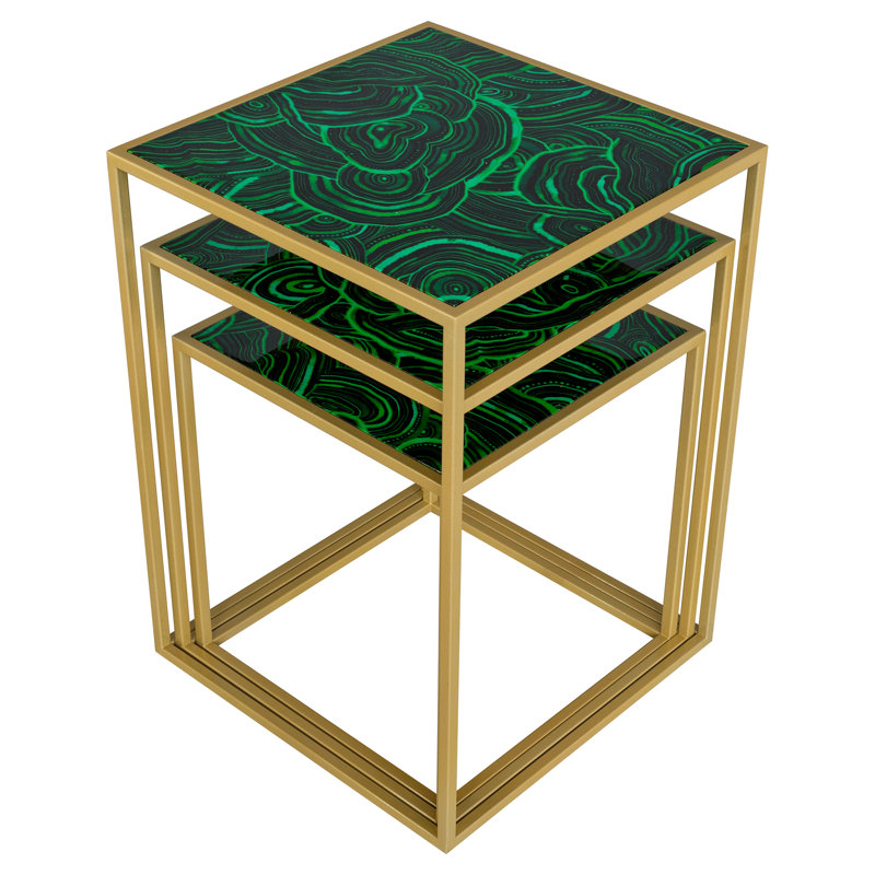 LLB - NEST OF TABLES SET OF 3 - MALACHITE