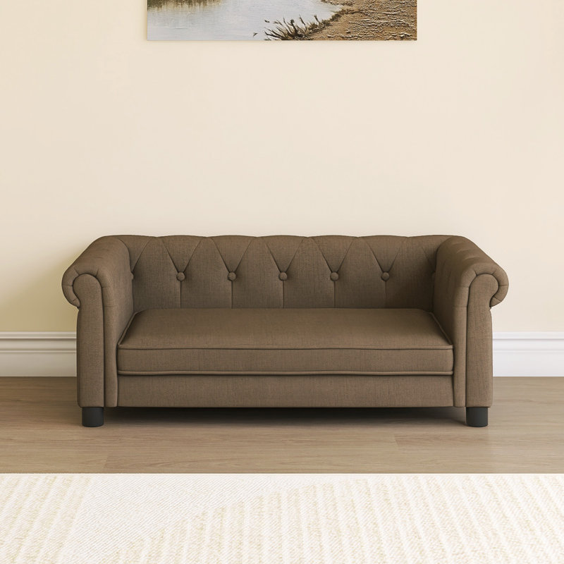 Lit rectangulaire pour petits et moyens chiens, Marron clair