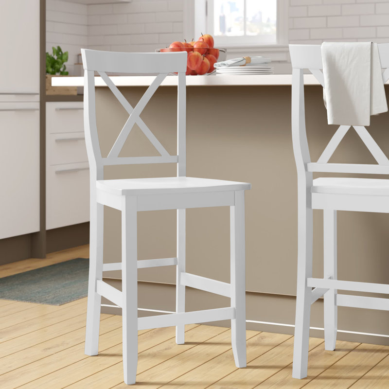 Diamondback Solid Wood Counter Stool, White, Counter Stool (24" Seat Height)
