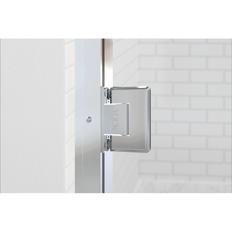 Porte de douche à charnière sans cadre l 48 po x H 72 po Coppia, Nickel brossé, Transparent AquaGlideXP