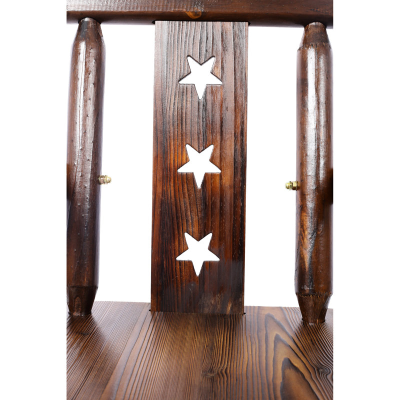 Tabouret de bar pivotant 360 en brun rustique - bois de sapin, étoile décorative, ergonomique pour la salle à manger, utilisation de pub avec restaurant confortable, bistro