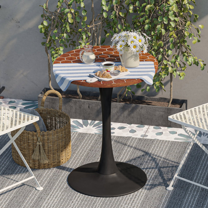 Garritt Round Outdoor Bar Table , 23.6'' in. W 23.6'' in. D, Red