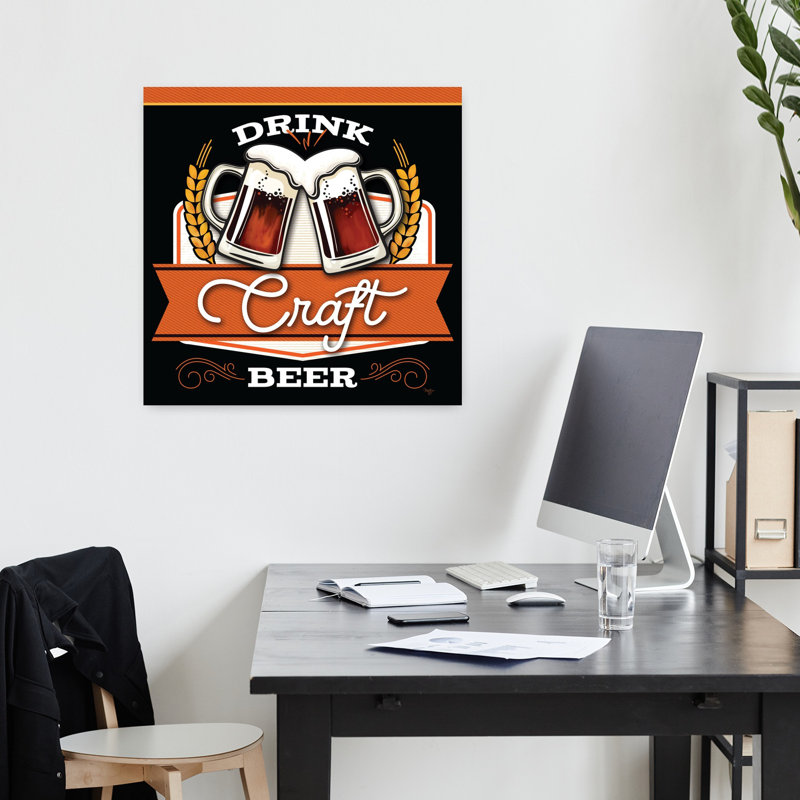«Drink Craft Beer», art contemporain, H 18 po x l 18 po