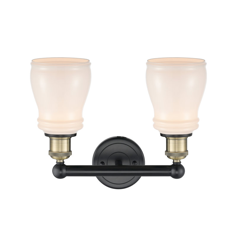 Éclairage pour meuble-lavabo à 2 lumières, Blanc, Laiton antique noir