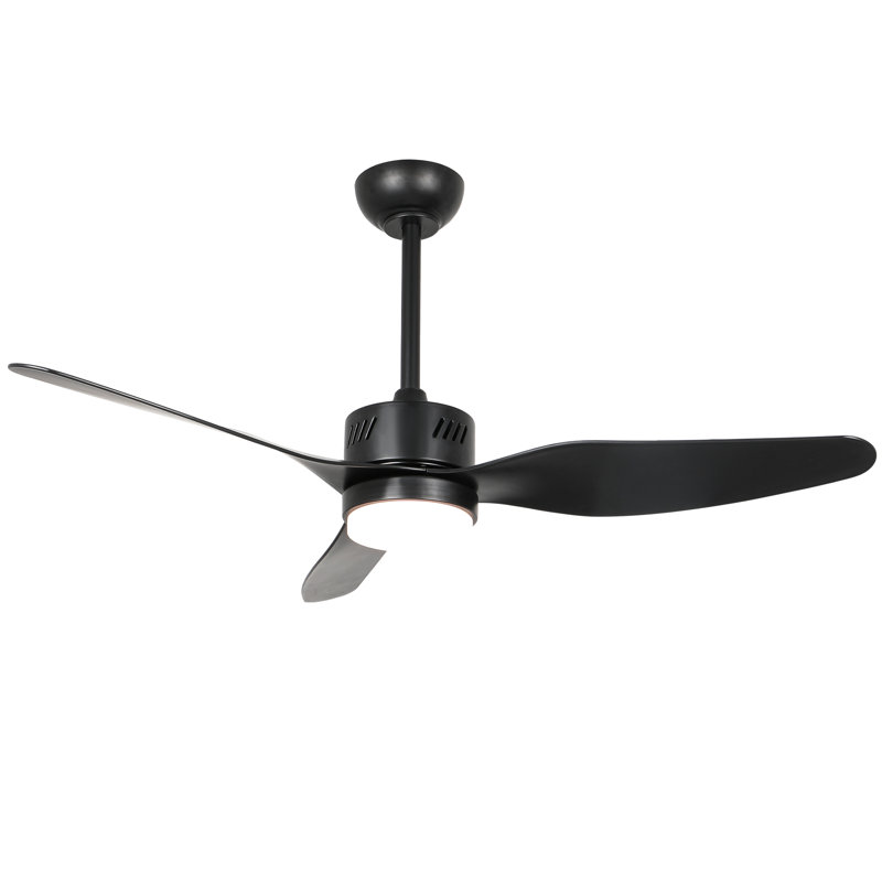 46" Modern Ceiling Fan with Lights and Remote, Quiet DC Motor Reversible Black Ceiling Fan for Living Room